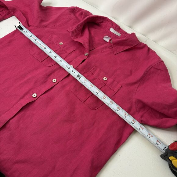 Chicos No-iron Linen Button down Tunic 3/4 Sleeve Sz 1 US 8 Coastal Lagenlook - Picture 6 of 11